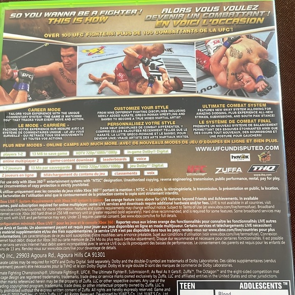 XBOX 360 GAME - UFC 2010: UNDISPUTED - Picture 3 of 10